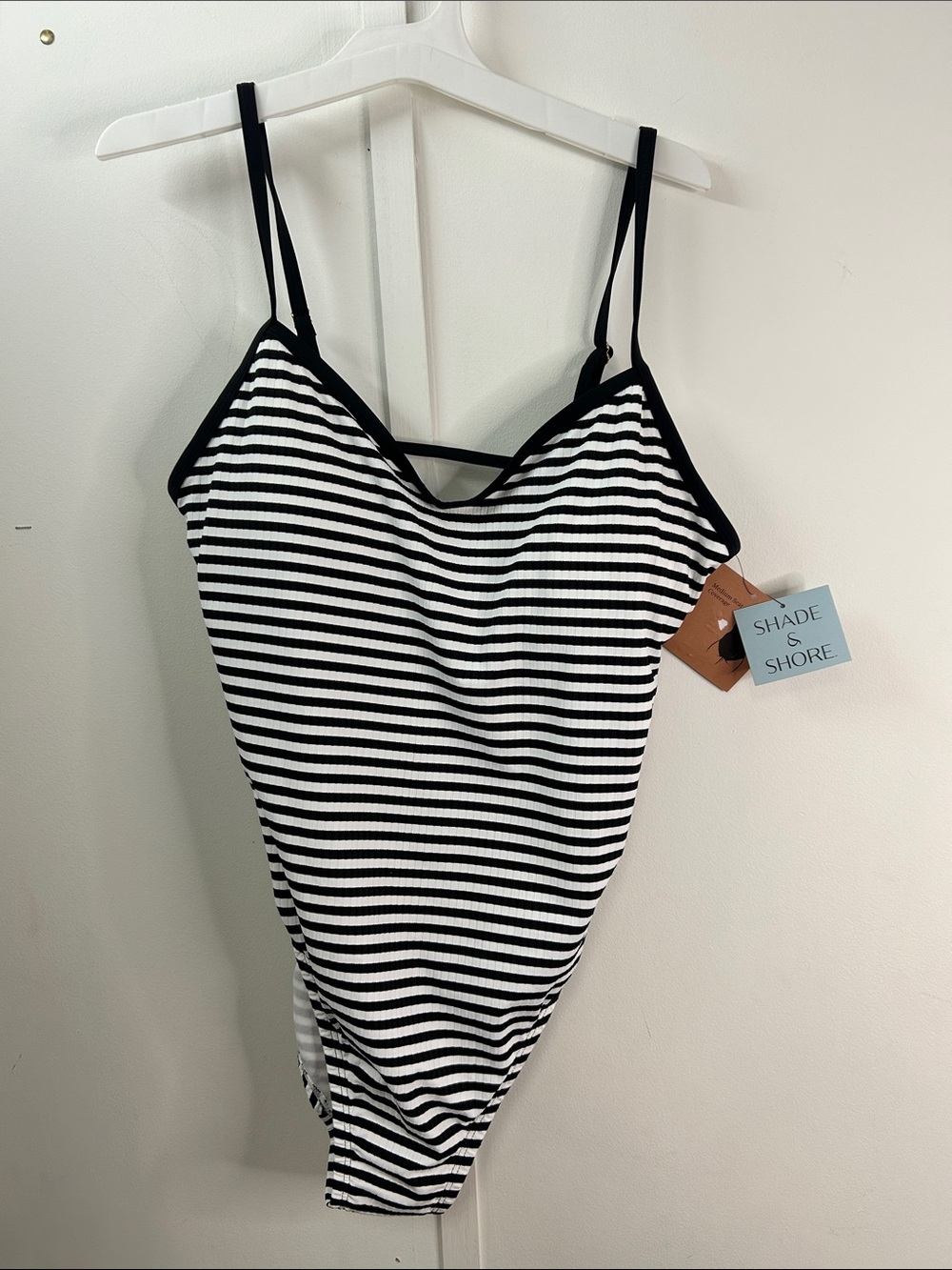 Shade & Shore Black and White Striped Swim Chemise